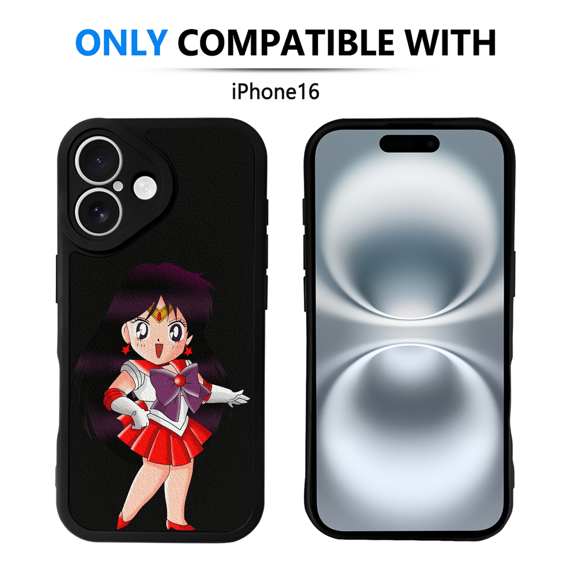 （画像用） 美少女戦士セーラームーン 火野レイ ひの レイ Sailor Moon Hino Rei （セーラーマーズ,Sailor Mars） 【iPhone 16シリーズ対応】シリコンスマホケース（レザー調） 材質：シリコン